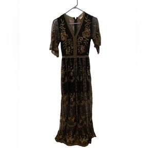 Altar’d State black sheer dress/gold appliqués